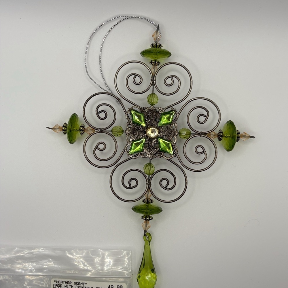 Green Holiday Ornament with Swarovski Crystals - Picture 2 of 4